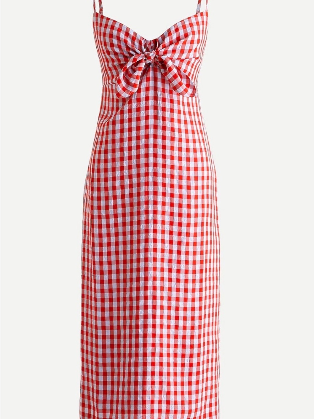J. Crew Red & White Gingham Tie-Front Slip Dress
